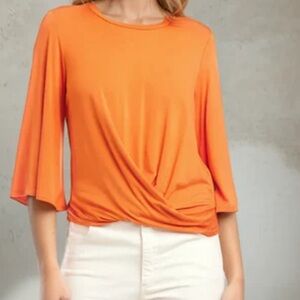 Karen Kane Vibrant Orange Blouse